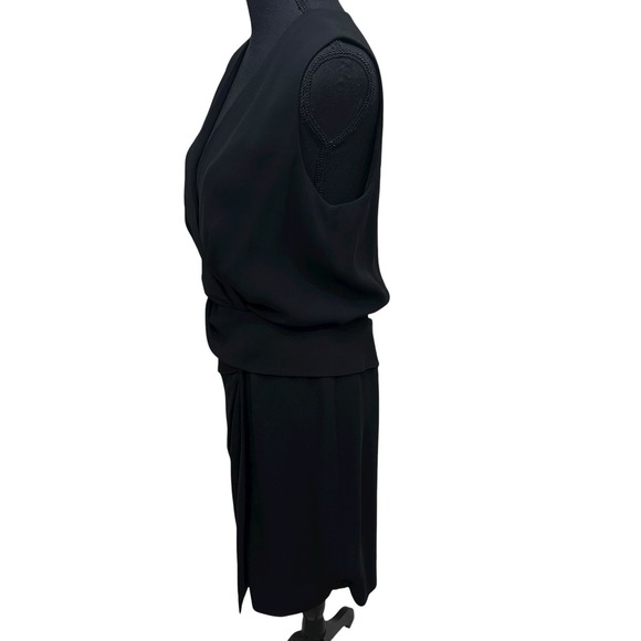 Diane Von Furstenberg Sleeveless Knee Length Black Dress Size 8 Ruching Slimming - Picture 5 of 12